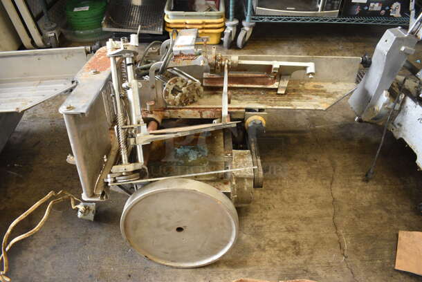 Metal Commercial Countertop Meat Slicer Stacker. For Parts. 42x34x24. Cannot Test Due To Missing Power Cord