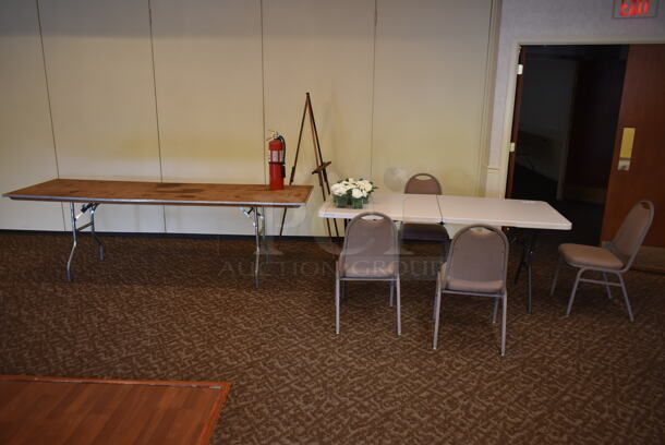 ALL ONE MONEY! Lot of Various Items Including 2 Folding Tables and 4 Chairs. Does Not Include Fire Extinguisher. (ballroom #3) - Image 1 of 8