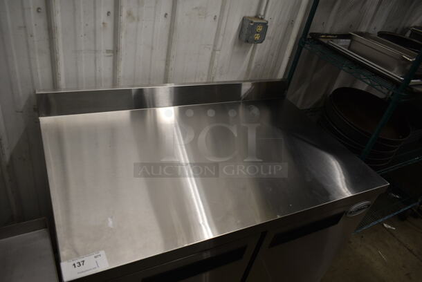 BRAND NEW SCRATCH AND DENT! 2023 KoolMore FWT-2D-12C Stainless Steel Commercial 2 Door Work Top Freezer on Commercial Casters. 115 Volts, 1 Phase. Tested and Working! - Image 2 of 7