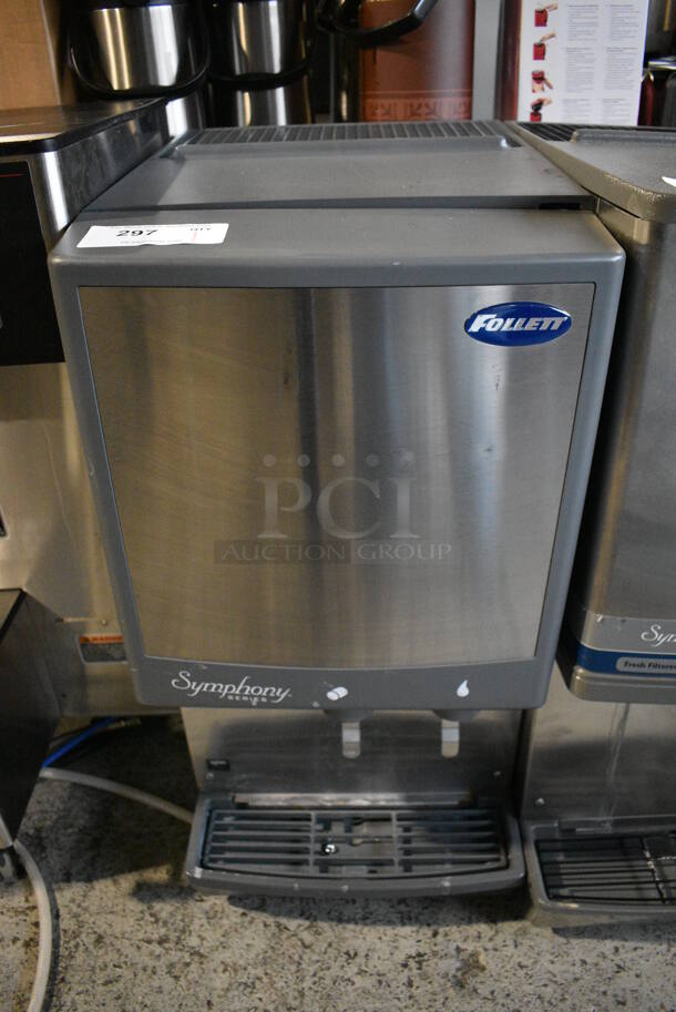 Follett Model 12CI400A Symphony Series Stainless Steel Commercial Countertop Ice Machine w/ Ice and Water Dispenser. 115 Volts, 1 Phase. 16.5x23.5x33