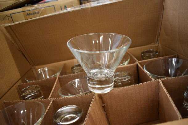 12 BRAND NEW IN BOX! Libbey V Series Cocktail Glasses. 4x4x4. 12 Times Your Bid!