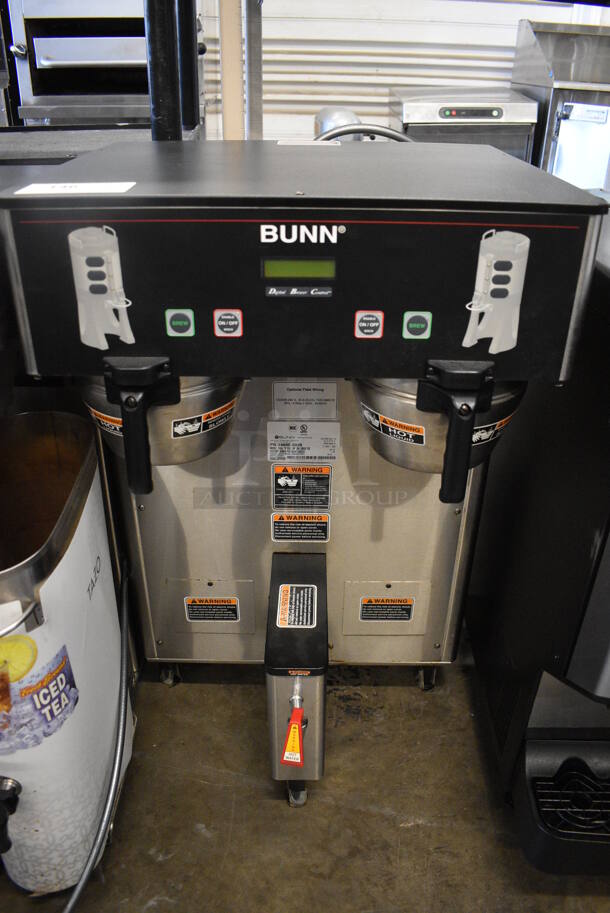 2018 Bunn DUAL TF DBC Stainless Steel Commercial Countertop Dual Coffee Machine w/ Hot Water Dispenser. 120/208-240 Volts, 1 Phase. 22x23x36