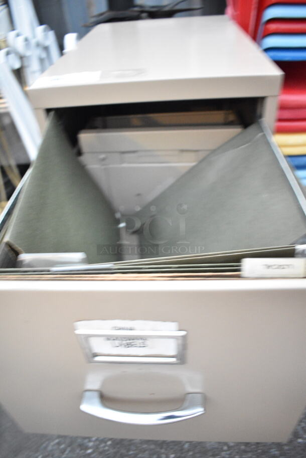 Brown Metal 2 Drawer Filing Cabinet.  - Image 3 of 4