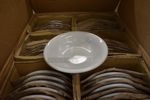 72 BRAND NEW IN BOX! Tuxton ALD-046 White Ceramic Fruit Dish Bowls. 4.75x4.75x1.5. 72 Times Your Bid!