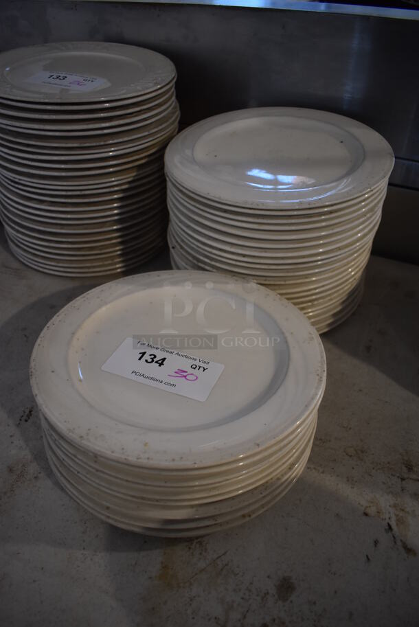 30 White Ceramic Plates. 10.5x10.5x1. 30 Times Your Bid!  - Image 2 of 3