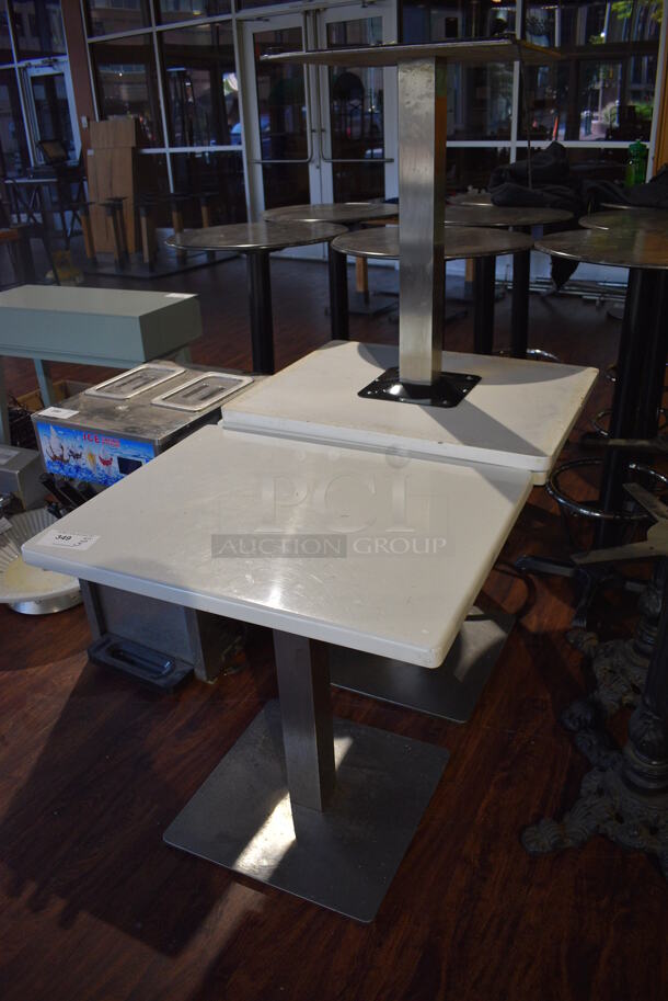 3 White Metal Tables on Chrome Finish Table Base. 30x24x30. 3 Times Your Bid! (lounge) - Image 3 of 3