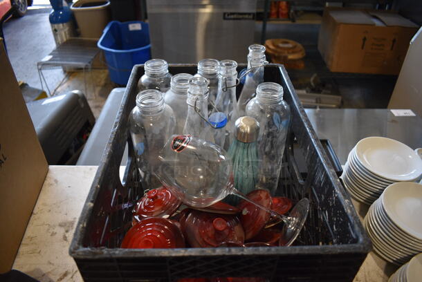 ALL ONE MONEY! Lot of Various White Ceramic Plates, Saucers, Mugs and Glass Plates and Bottles - Image 2 of 8
