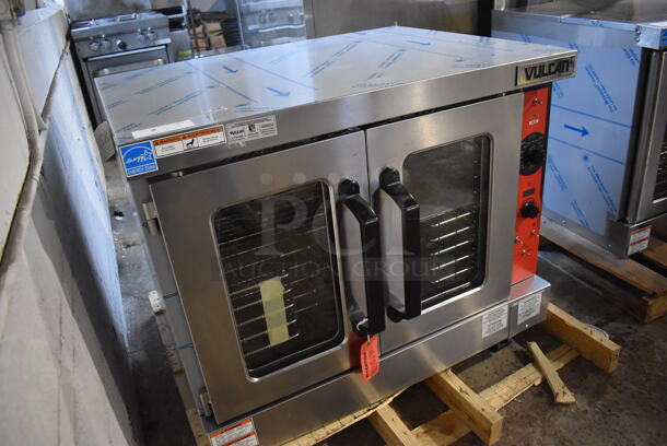 BRAND NEW SCRATCH AND DENT! LATE MODEL! Vulcan VC5ED ENERGY STAR Stainless Steel Commercial Electric Powered Full Size Convection Oven w/ View Through Doors, Metal Oven Racks and Thermostatic Controls. 240 Volts, 3/1 Phase. 40x32x31.5. Tested and Working! - Image 2 of 9