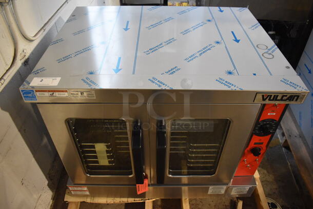 BRAND NEW SCRATCH AND DENT! LATE MODEL! Vulcan VC5ED ENERGY STAR Stainless Steel Commercial Electric Powered Full Size Convection Oven w/ View Through Doors, Metal Oven Racks and Thermostatic Controls. 240 Volts, 3/1 Phase. 40x32x31.5. Tested and Working! - Image 9 of 9