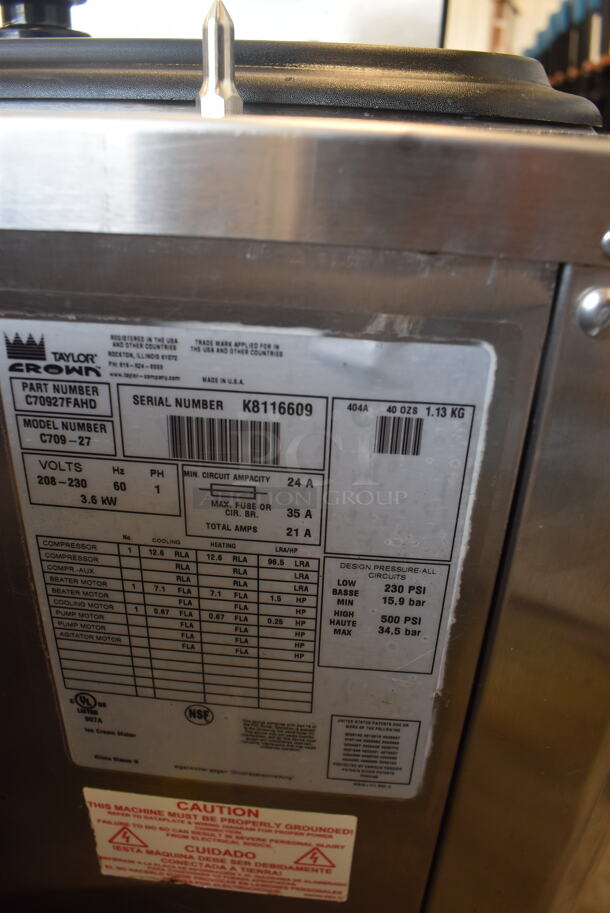 Taylor C709-27 Countertop Air Cooled Single Flavor Ice Cream Yogurt Machine. 208-230 Volts 1 Phase - Image 5 of 6
