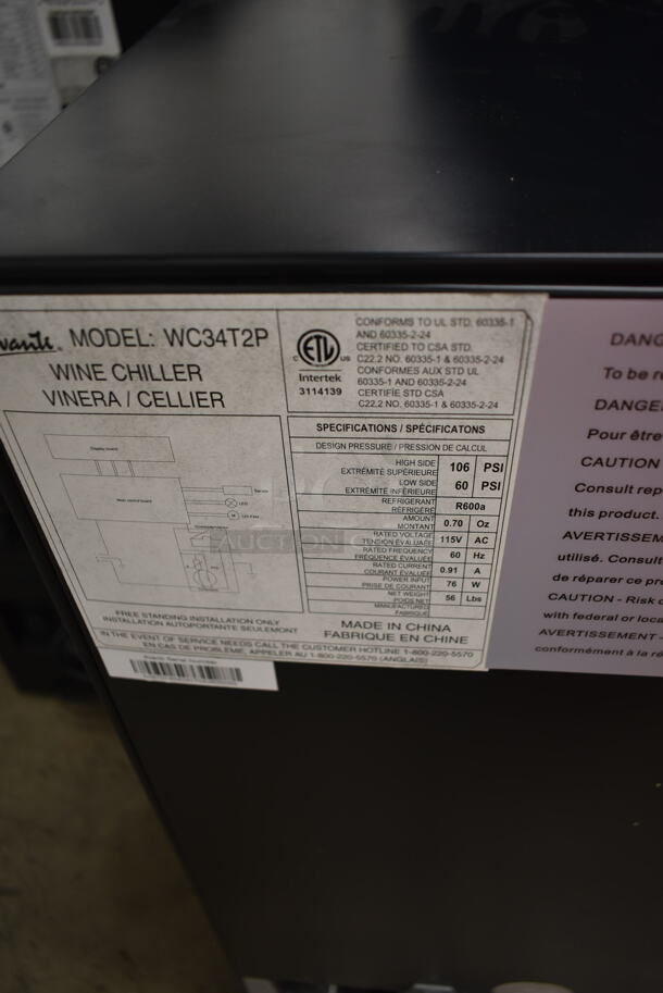 BRAND NEW SCRATCH AND DENT! Avanti WC34T2P Stainless Steel 20 inch Wide 34 Bottle Capacity Freestanding Wine Cooler Merchandiser. 115 Volts, 1 Phase. Tested and Working! - Image 4 of 4