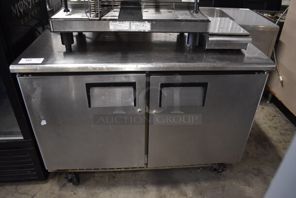 Everest ETBF2 Commercial Stainless Steel Undercounter 2 Door Freezer With Polycoated Shelves On Commercial Casters. 115V, 1 Phase. Tested and Working!