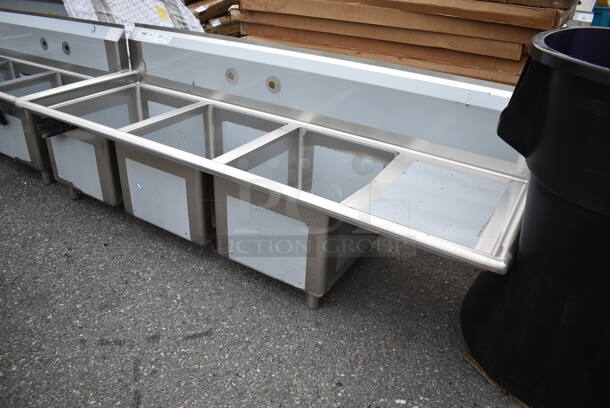 BRAND NEW SCRATCH AND DENT! Regency 600S3162018R Stainless Steel 3 Bay Sink w/ Right Side Drain Board. Bays 16x19.5x12. No Legs.  - Image 2 of 8