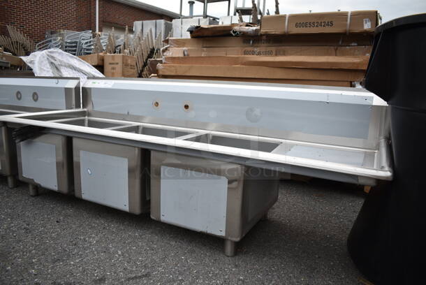 BRAND NEW SCRATCH AND DENT! Regency 600S3162018R Stainless Steel 3 Bay Sink w/ Right Side Drain Board. Bays 16x19.5x12. No Legs.  - Image 3 of 8