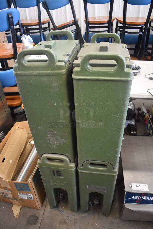 4 Cambro Style Green Drink Dispensers. 4 Times Your Bid
