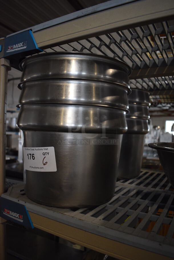 6 Stainless Steel Cylindrical Drop In Bins. 11.5x11.5x8.5. 6 Times Your Bid! - Image 2 of 2