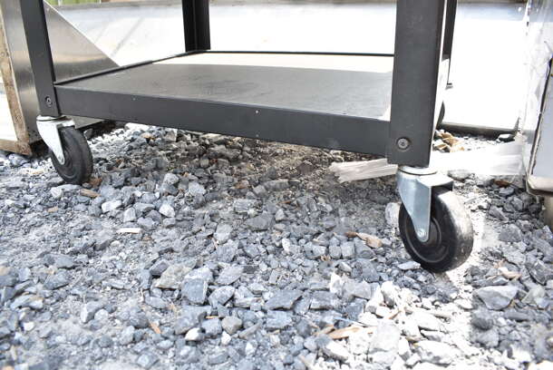 Uline Black Metal 3 Tier AV Cart on Commercial Casters.  - Image 2 of 5