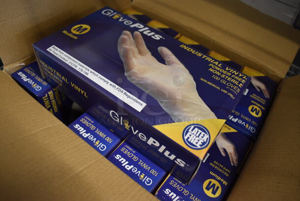 20 BRAND NEW BOXES of Give Plus Industrial Vinyl Powder Free Non Sterile Medium Gloves. 20 Times Your Bid! - Image 2 of 4