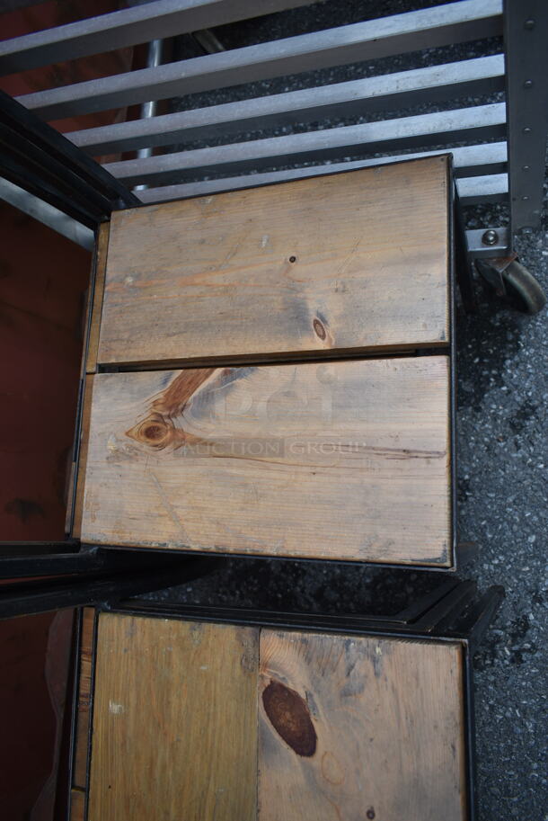 7 Black Dining Height Chairs w/ Wood Pattern Seat. 7 Times Your Bid! - Image 5 of 7