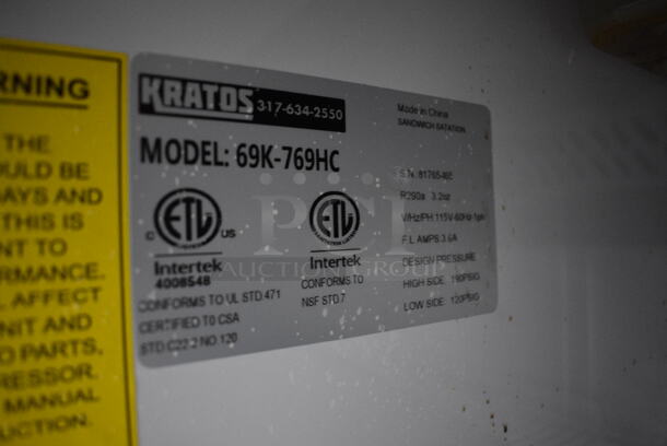Kratos Model 69K-769HC Stainless Steel Commercial Sandwich Salad Prep Table Bain Marie Mega Top on Commercial Casters. 115 Volts, 1 Phase. 29x30.5x45. Tested and Working! - Image 6 of 6