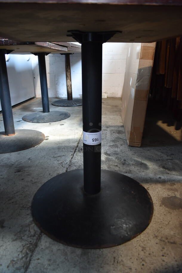 8 Wood Pattern Dining Height Tables on Black Metal Table Base; 1 Round and 7 Rectangular. 8 Times Your Bid! - Image 4 of 8