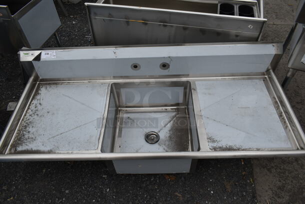 BRAND NEW SCRATCH AND DENT! Regency 600S12323224 Stainless Steel Commercial Single Bay Sink w/ Dual Drain Boards. No Legs. - Image 2 of 7