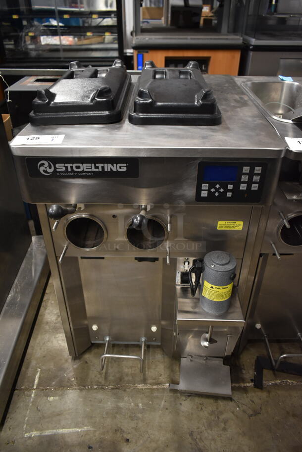 Stoelting Stainless Steel Commercial Countertop Air Cooled 2 Flavor w/ Twist Soft Serve Ice Cream Machine w/ Mixing Head Attachment. 208-240 Volts, 1 Phase.  - Image 1 of 8