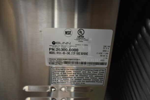 2023 Bunn H10X-80-240 Stainless Steel Commercial Hot Water Dispenser. 240 Volts, 1 Phase.  - Image 5 of 5