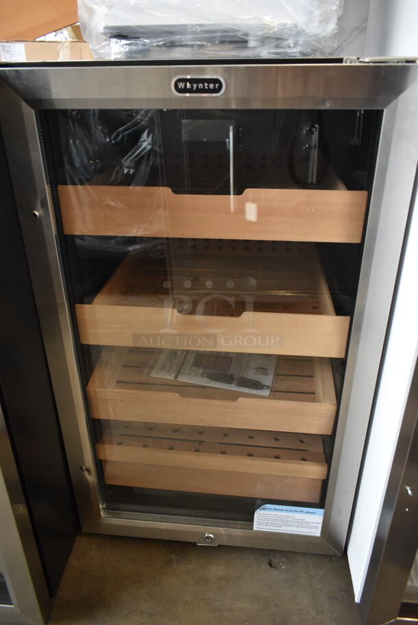 BRAND NEW SCRATCH AND DENT! Whynter CHC-421HC 4.2 cu.ft. Cigar Cabinet Cooler and Humidor with Humidity Temperature Control and Spanish Cedar Shelves. 115 Volts, 1 Phase. Tested and Working! - Image 2 of 5