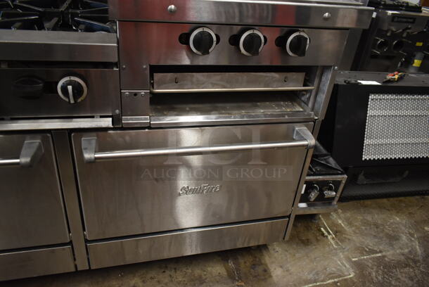 Garland SunFire X60-6R24RR Stainless Steel Commercial Natural Gas Powered 6 Burner Range w/ Right Side Flat Top Griddle, 2 Ovens, Over Shelf and Back Splash. - Image 7 of 12