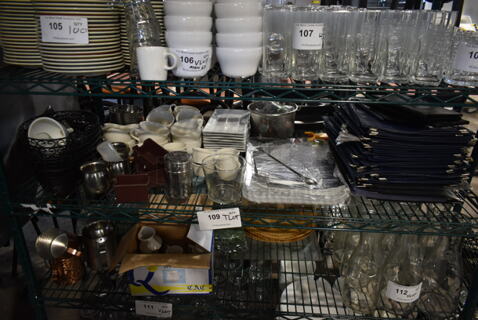 ALL ONE MONEY! Tier Lot of Various Items Including Ceramic Plates, Mugs and Seasoning Shaker.