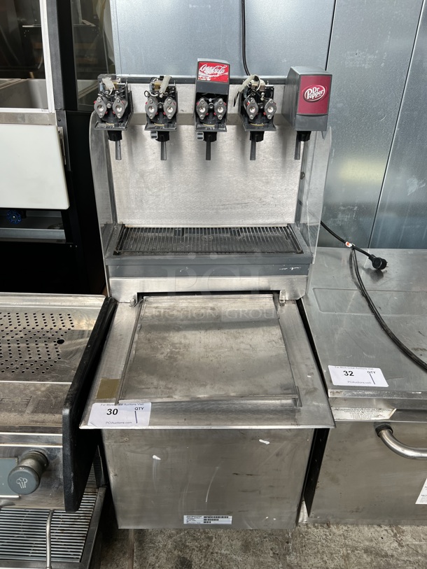 Stainless Steel Commercial 5 Flavor Carbonated Beverage Machine on Ice Drop In Bin.