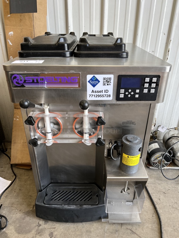 2014 Stoelting Model SF121-38I2 Stainless Steel Commercial Countertop Air Cooled 2 Flavor w/ Twist Soft Serve Ice Cream Machine. 208-240 Volts, 1 Phase. 22x33x35