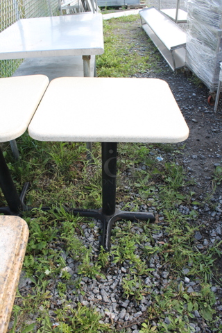2 White Tables on Black Metal Table Base. 2 Times Your Bid!