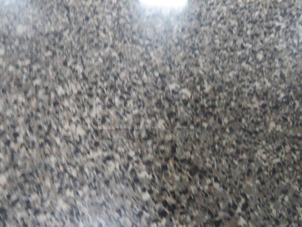 One Grey Laminate Table Top With Chrome Trim, On A Pedestal Base. 48X30X30 - Image 2 of 3