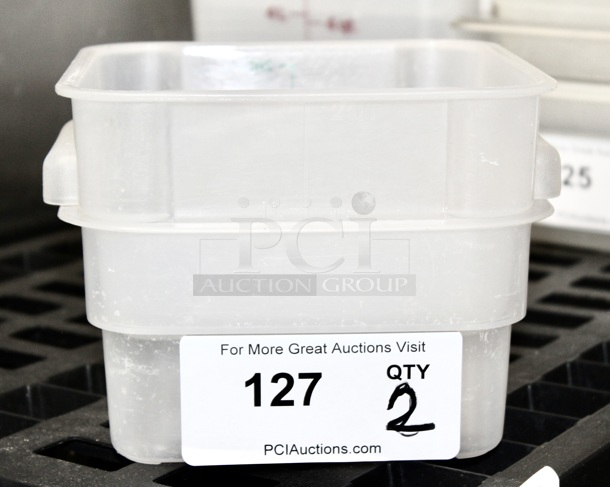 NICE! Cambro CamSquares® 2 Qt. Translucent Square Polypropylene Food Storage Container. 2x Your Bid - Image 1 of 2