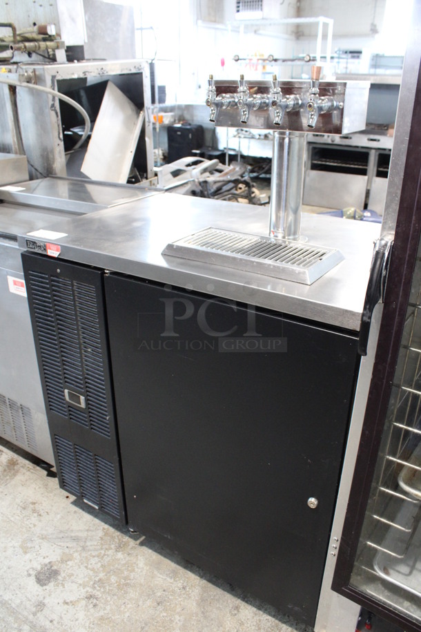 Perlick Model DDS36 Stainless Steel Commercial Direct Draw Kegerator w/ 4 Head Beer Tower and 4 Couplers on Commercial Casters. 115 Volts, 1 Phase. 36x25x52. Tested and Working! - Image 4 of 7