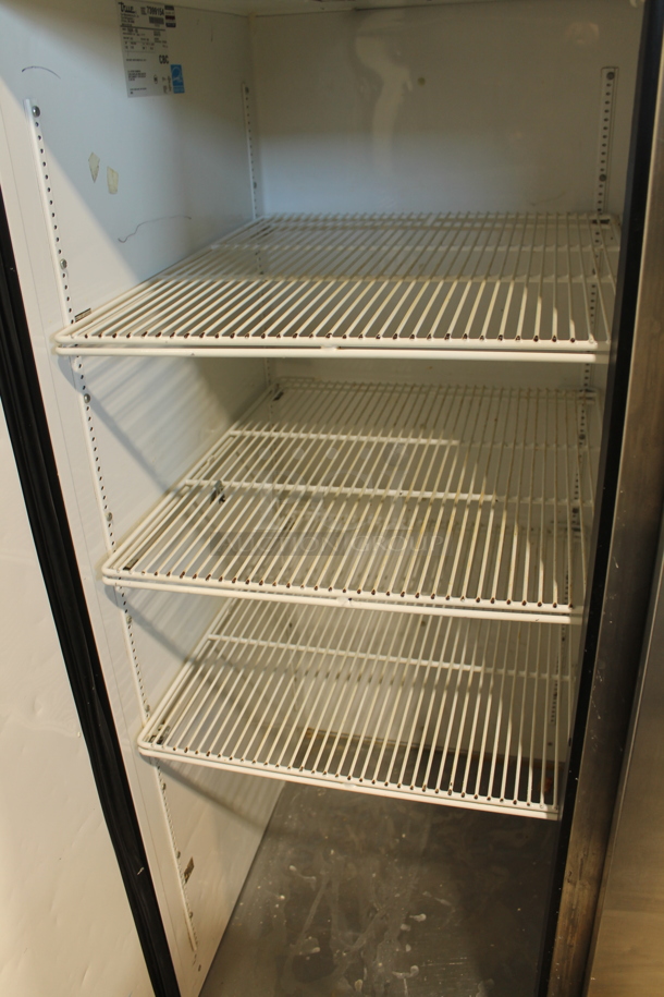 2012 True TG2R-2S ENERGY STAR Stainless Steel Commercial 2 Door Reach In Cooler w/ Poly Coated Racks on Commercial Casters. 115 Volts, 1 Phase. Tested and Working! - Image 5 of 7