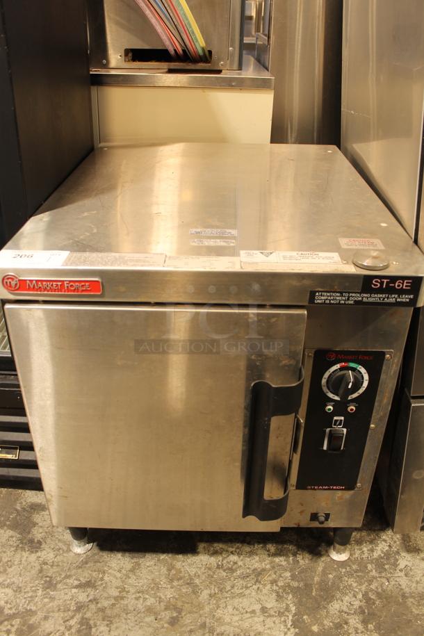 2012 Market Forge ST6E Stainless Steel Commercial Countertop Electric Powered Single Deck Steam Cabinet. 208 Volts, 3 Phase.