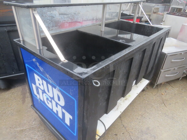 One Bud Light  IRP Portable Drink Station With Over Shelf On Casters. 61.5X30X48 - Image 4 of 5