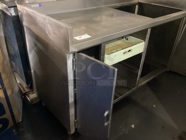 Stainless Steel Work Table W/ Under Counter Storage And Cabinet. 62 x 28 x 40-¾. Rack Not Included

 - Image 2 of 3