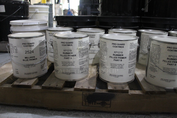 ALL ONE MONEY! PALLET LOT of Buckets; 5 Black Poly and 10 Metal; Rubber Filled Primer, Blue Primer. BUYER MUST REMOVE. - Image 3 of 10