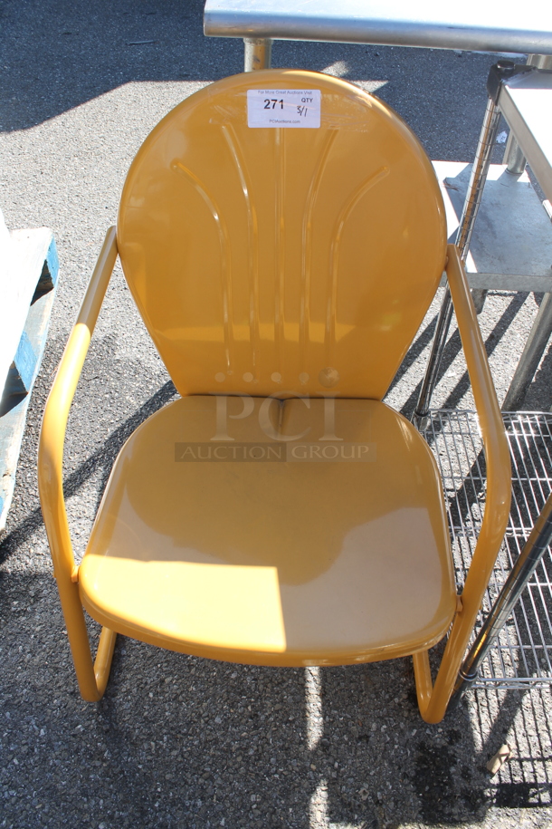 Yellow Metal Chair w/ Arm Rests. - Image 1 of 2