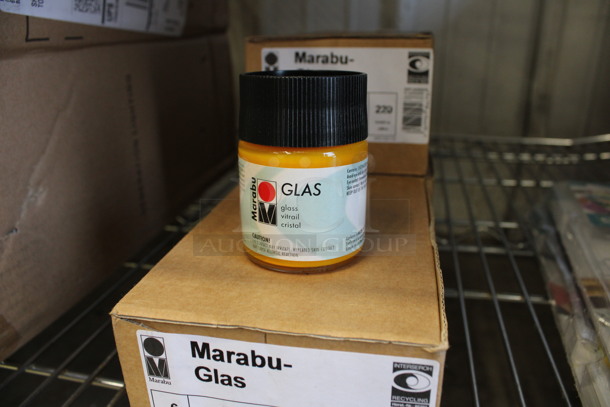 12 BRAND NEW IN BOX! Marabu Glas Sunshine Yellow Paint Bottles. 1.75x1.75x2.5. 12 Times Your Bid!