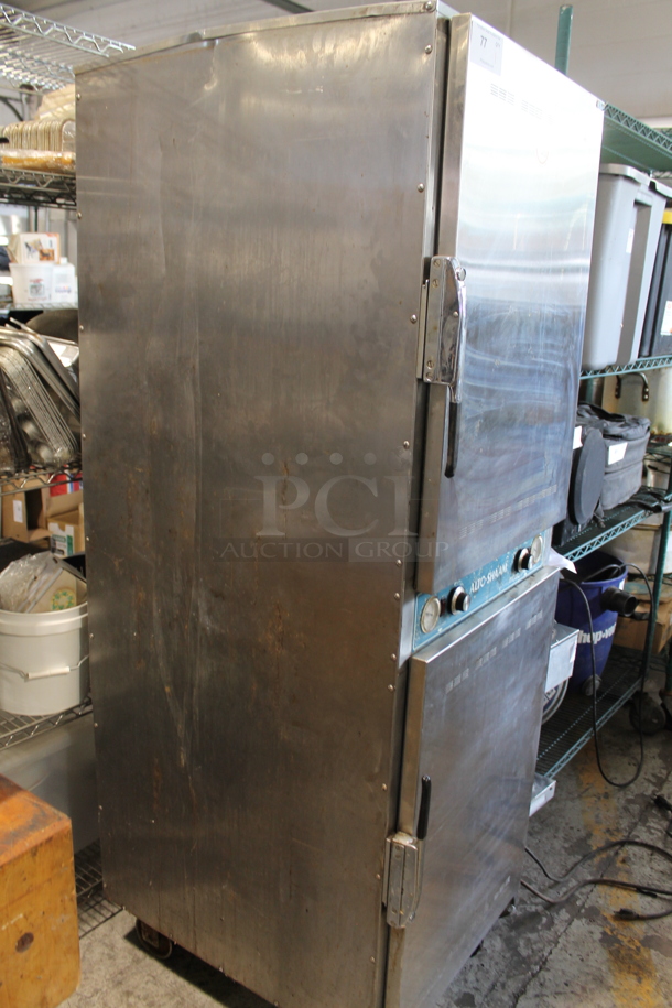 Alto Shaam 1000-UP/SR Halo Heat Stainless Steel Commercial 2 Half Size Door Holding Cabinet on Commercial Casters. 208-240 Volts, 1 Phase.  - Image 4 of 9