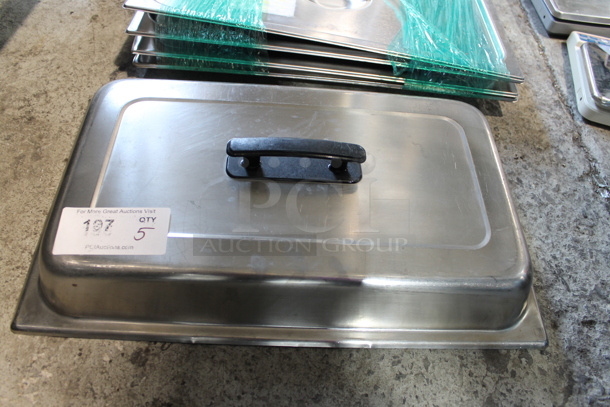 5 Stainless Steel Full Size Lids; 1 Dome and 4 Flat. 5 Times Your Bid! - Image 3 of 3