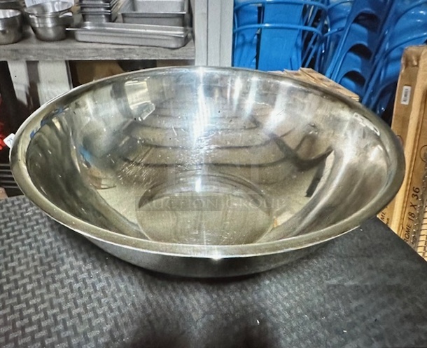One 19 Inch Stainless Steel Bowl.