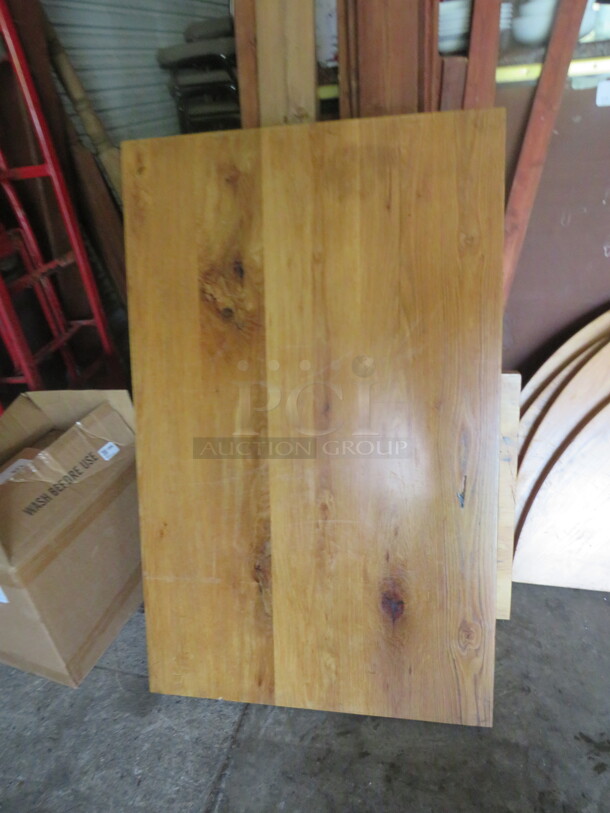 One AWESOME 3 Inch Thick Solid Wooden Table Top On Bar Height Dual Wooden/Metal Table Bases. 81.5X35X44 - Image 2 of 3