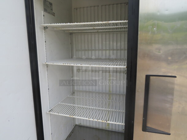 One Stainless True  2 Door Freezer With 5 Racks On Casters. Model# T-49F. 115 Volt. 54X30X82.5. $6697.60. - Image 2 of 3