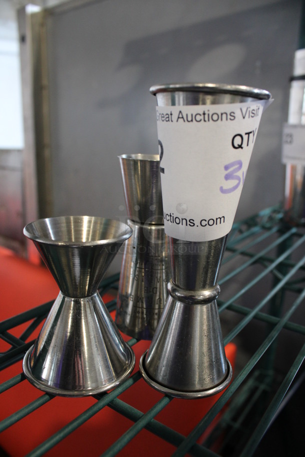 3 Various Metal Shot Measuring Jiggers. Includes 2x2x5. 3 Times Your Bid! - Image 2 of 3